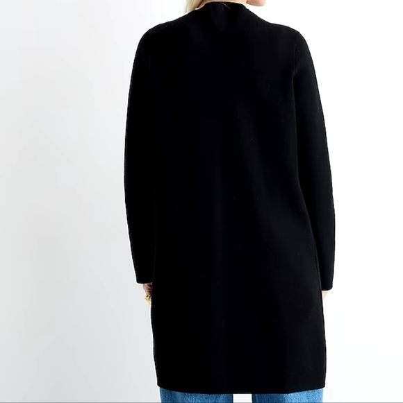 J. Crew Black Linen Blend Collarless Juliette Long Sweater Blazer M - Picture 4 of 7